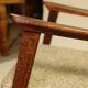 Fauteuil scandinave en bois rénové tissus granola beige 1970