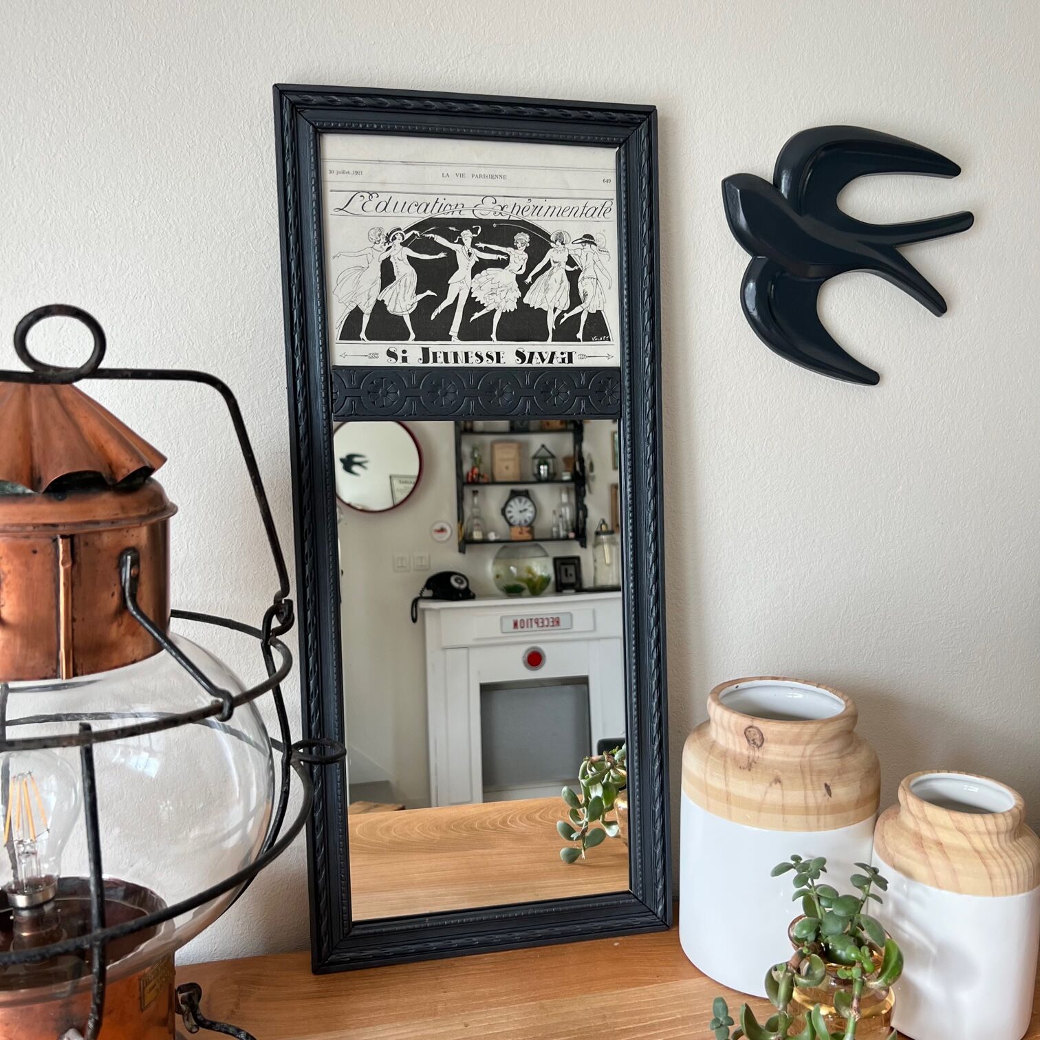 Miroir trumeau en bois “L’éducation expérimentale”