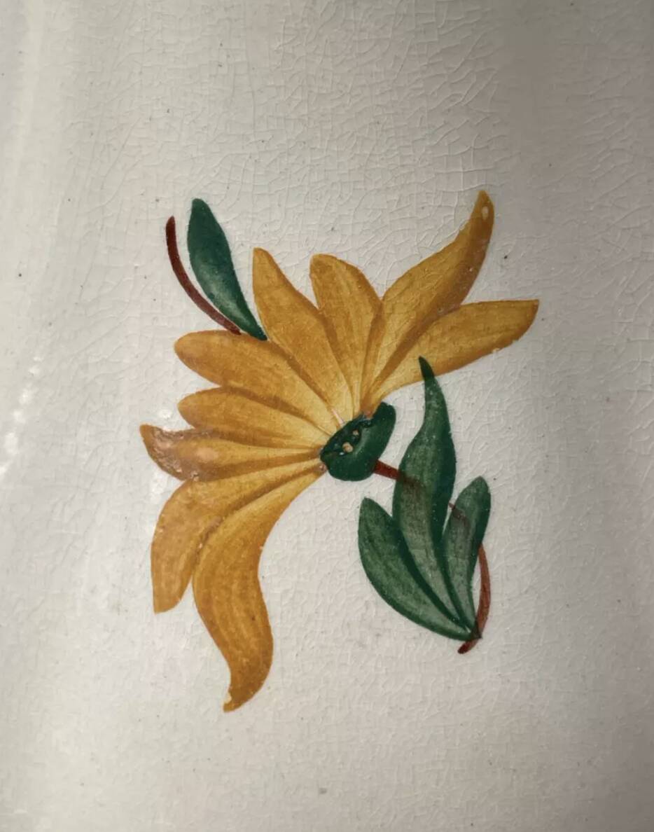 Large ceramic teapot with floral decoration, Digoin Sarreguemines