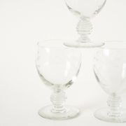 Set of 5 large wine glasses with ornate stems, in engraved crystal, Art Nouveau