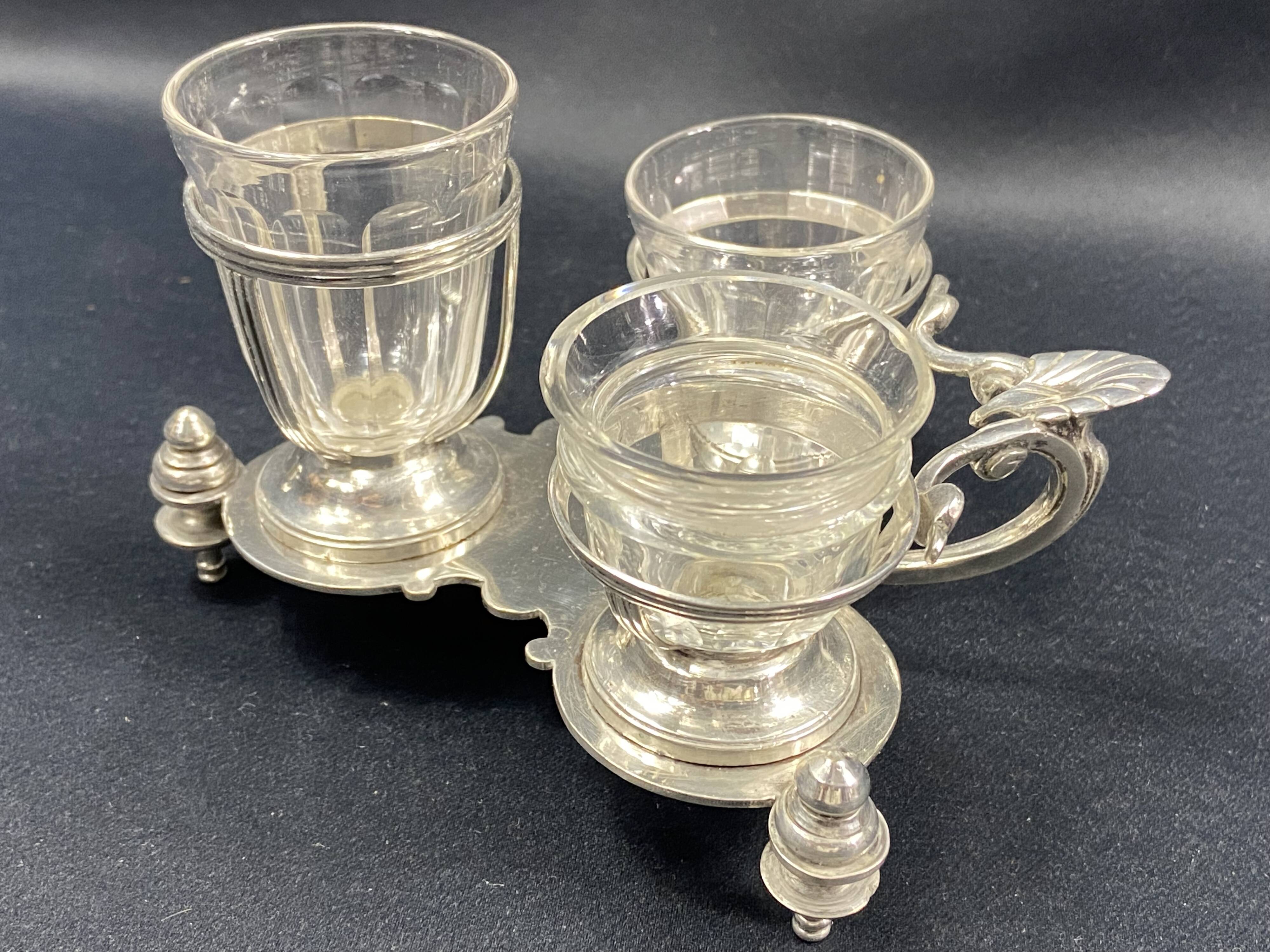 19th century Louis XV style condiment holder, silver or silver-plated metal frame