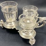 19th century Louis XV style condiment holder, silver or silver-plated metal frame