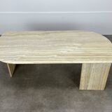 Table basse travertin rectangle bords arrondis