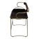Sculptural bar stool with a brass metal backrest and dark brown leather.