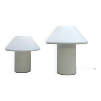 White glass mushroom lamps from the 70s/80s