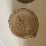Contemporary ceramic vase, striated draped stoneware, signed
