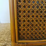 Vintage bamboo rattan and canning magazine holder