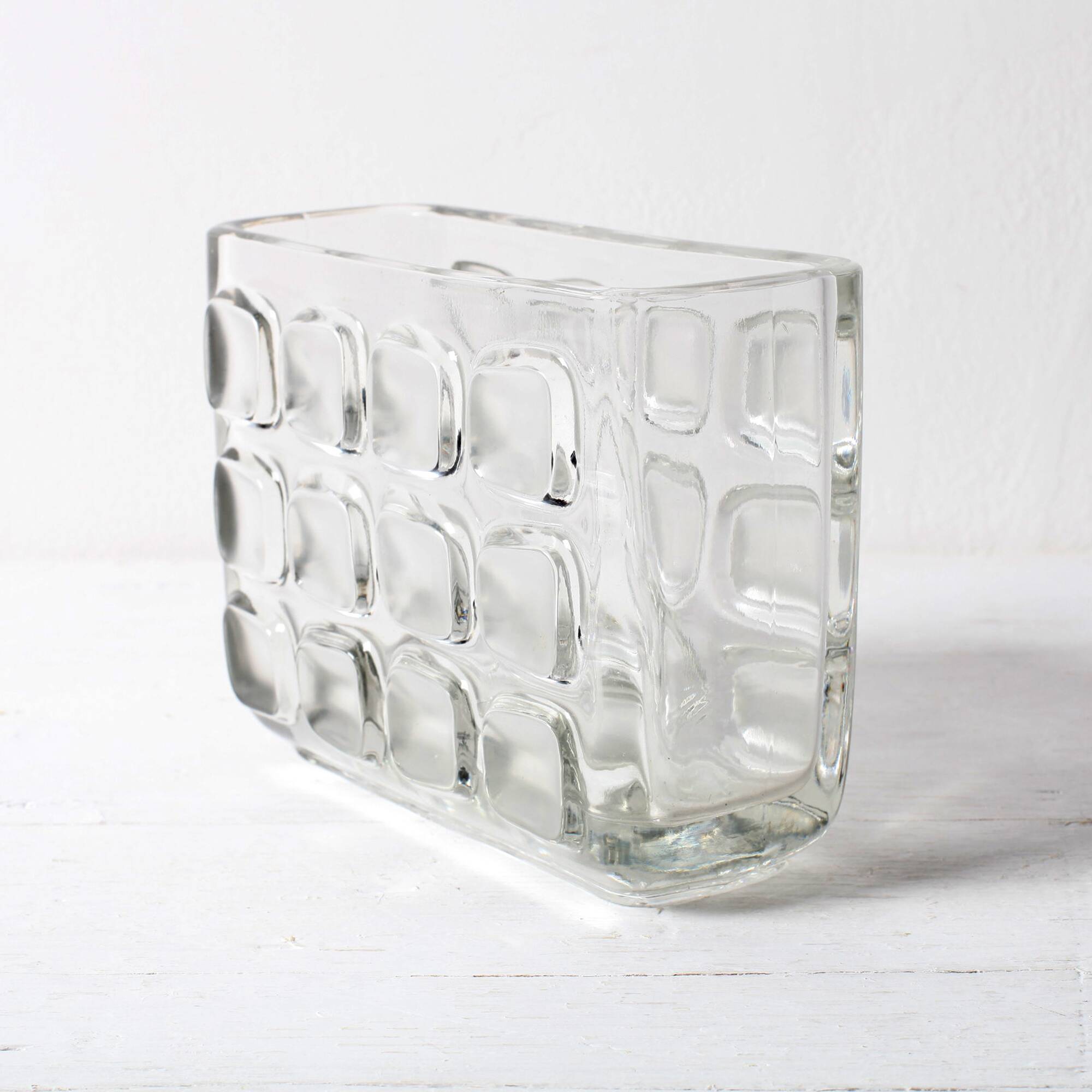 František Vizner Glass Jardinière Vase, Mid-Century Czech Design / 1963