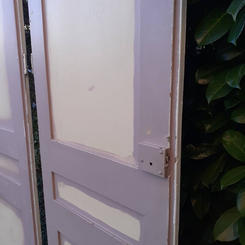 Pairs of large antique Haussmann-style wardrobe doors from the 19th century.