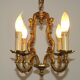 French Vintage Bronze Art Nouveau Style 4 Light 4 Sided Cage Chandelier