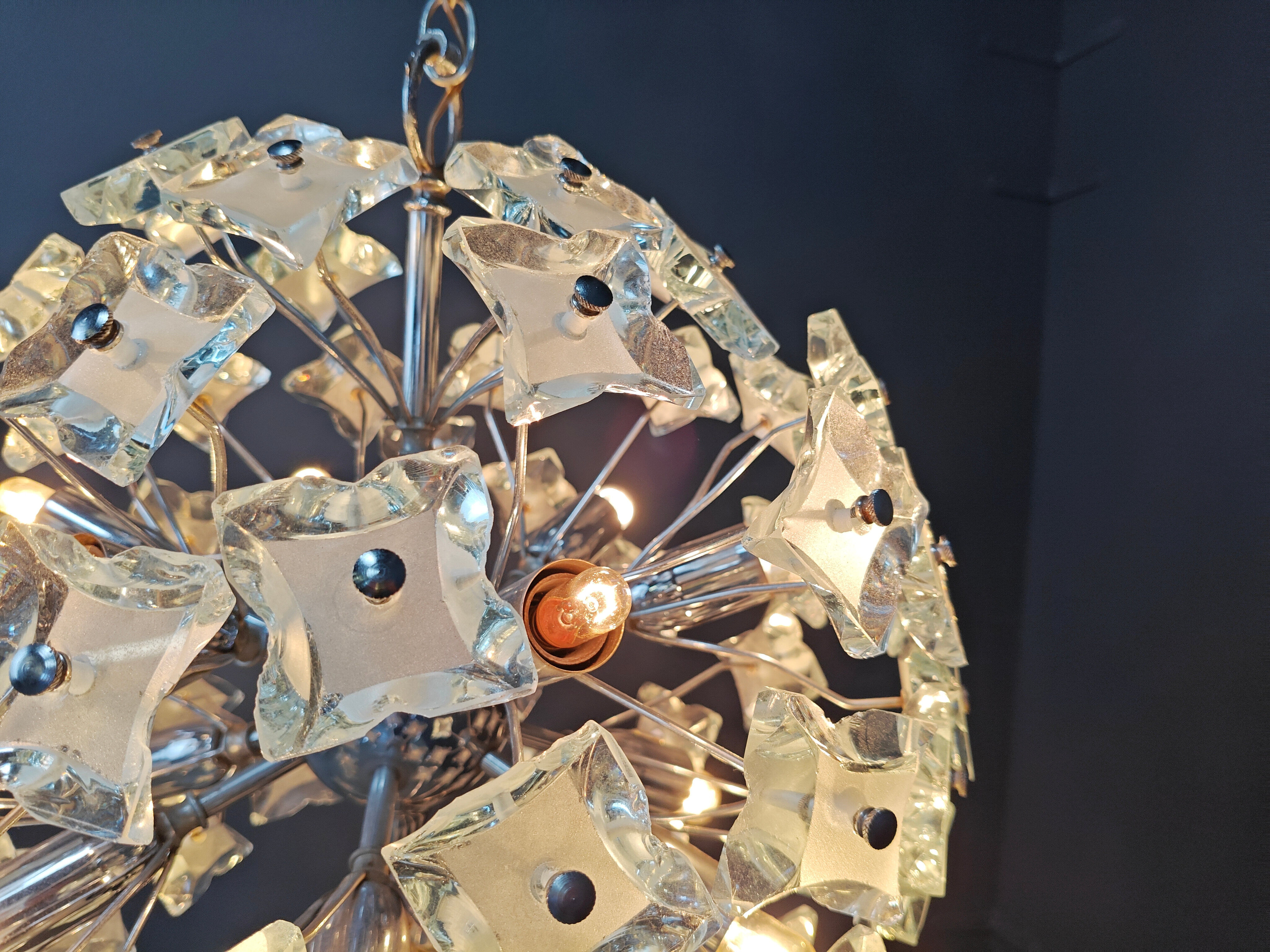 Mid-century glass sputnik chandelier, 1970s