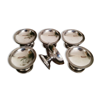 Ice cream or sorbet cups, vintage, in 18/10 stainless steel, 70s, made in France (lot 13)