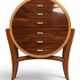 A tall Art Deco chest of drawers in beech and rosewood with 6 drawers.