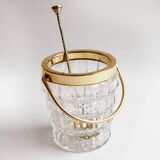 Crystal ice bucket and golden ladle