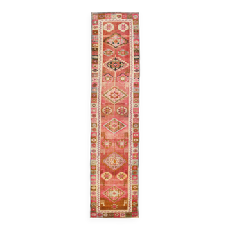 3X12 ETHNIC LONG RUG, HANDMADE ORIENTEL VINTAGE RUNNER RUG, TURKISH RUNNER