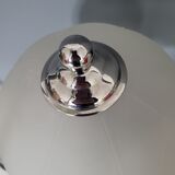 Chrome table lamp with satin crystal shade