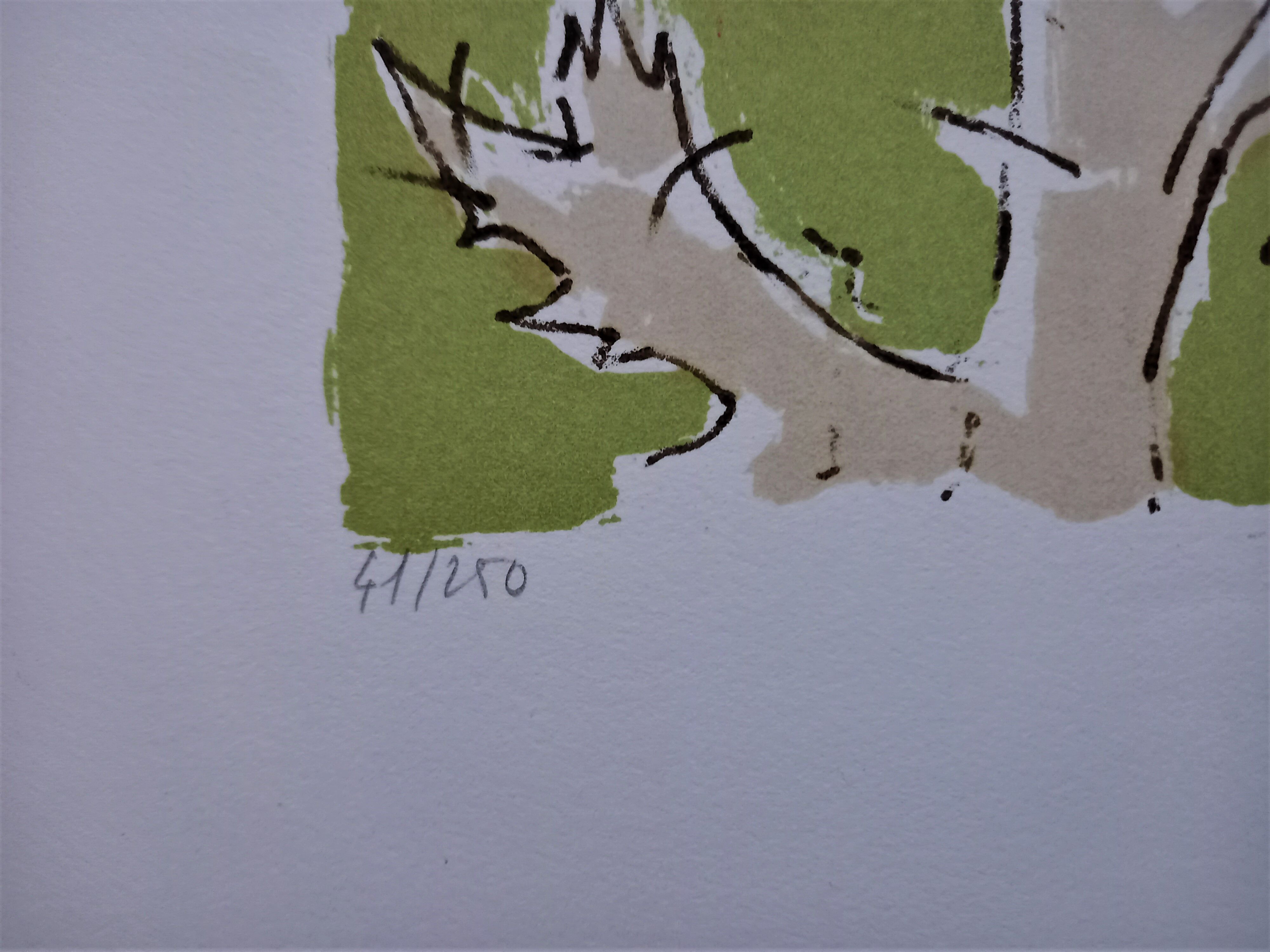 Lithograph by Francis Tailleux, Poppy, 1970s