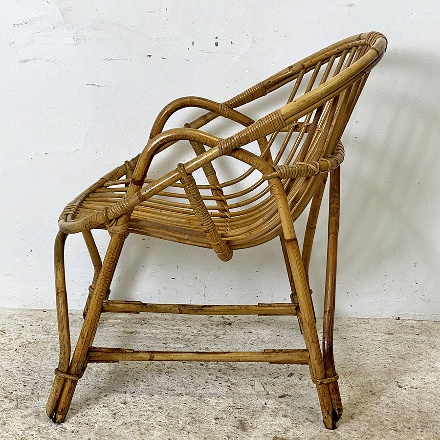 Vintage rattan armchair 60's