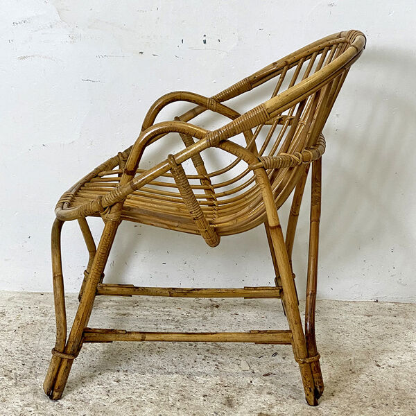 Fauteuil en rotin vintage 60's