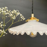 Vintage lampshade pendant light in white opaline