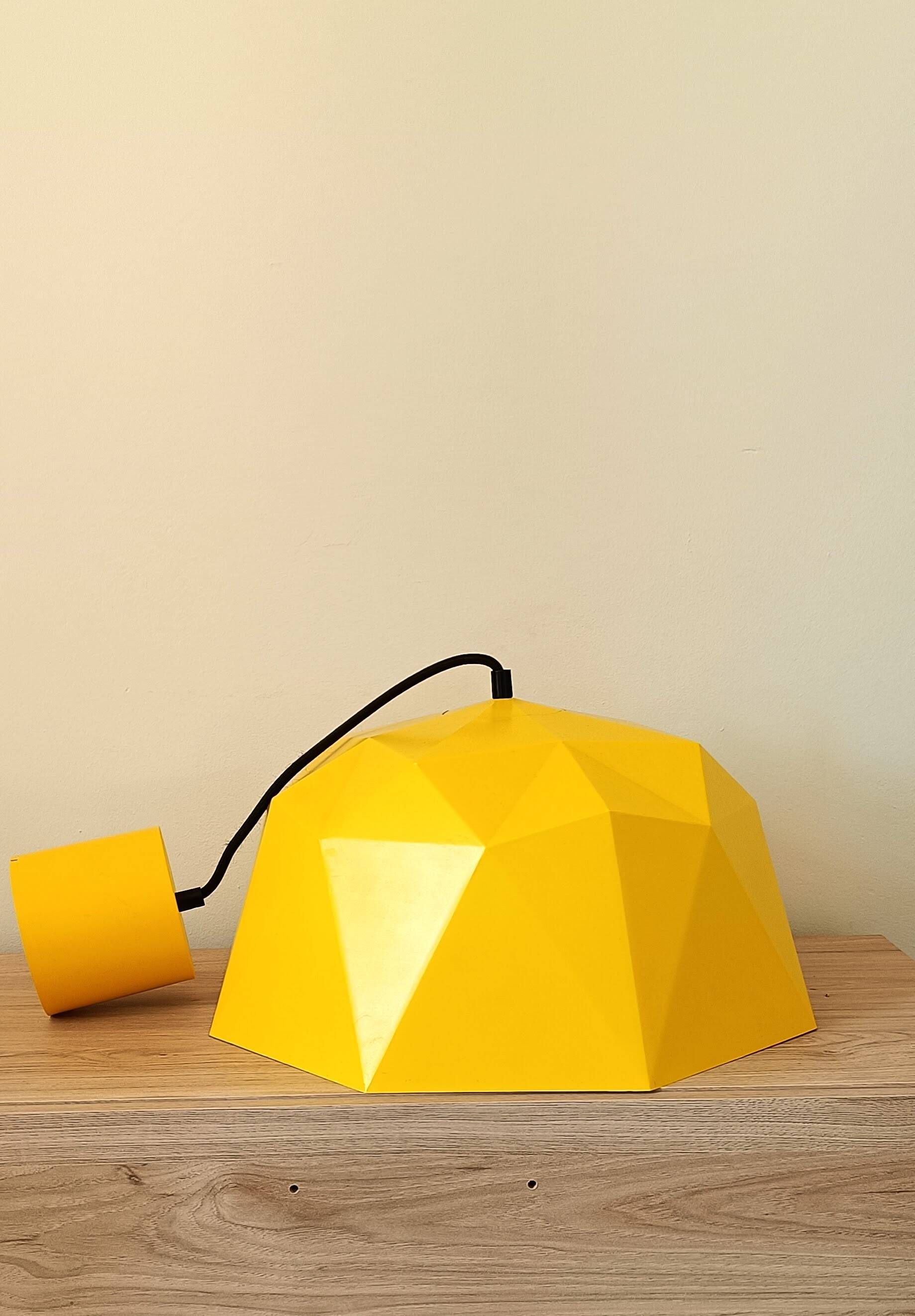 Vintage Bakelite origami-shaped yellow pendant light