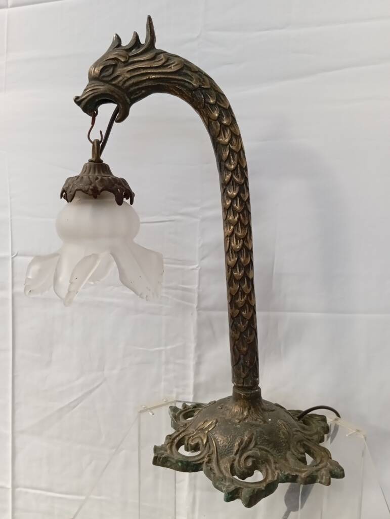 1930s bronze naga lamp