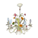 Flower painted metal chandelier