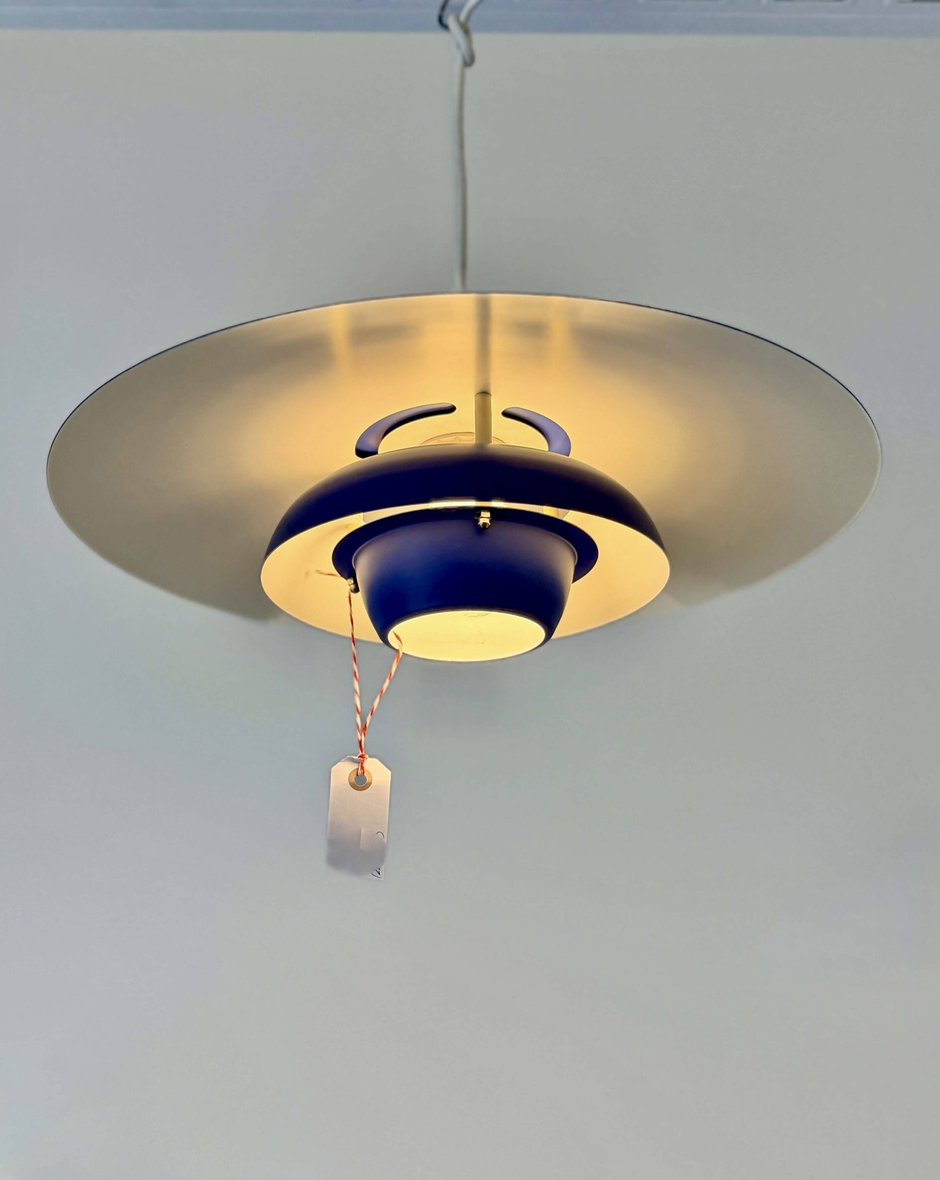 Suspension danoise El-Light bleu cobalt, années 1970