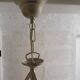 Art Deco style pendant lamp in aged white iron and opal glass