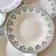 6 deep plates Digoin & Sarreguemines, emerald green floral decoration