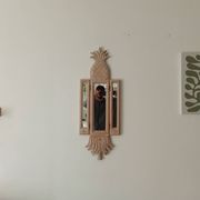 Miroir triptyque Art déco Ananas en bois sculpté