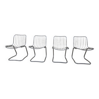 Set of 4 metal chairs by Gastone Rinaldi (without signature)