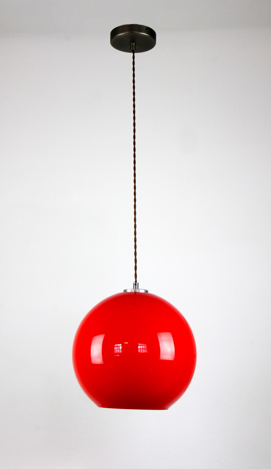 Mid-Century red glass hanging lamp