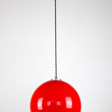 Suspension en verre rouge du milieu du siècle