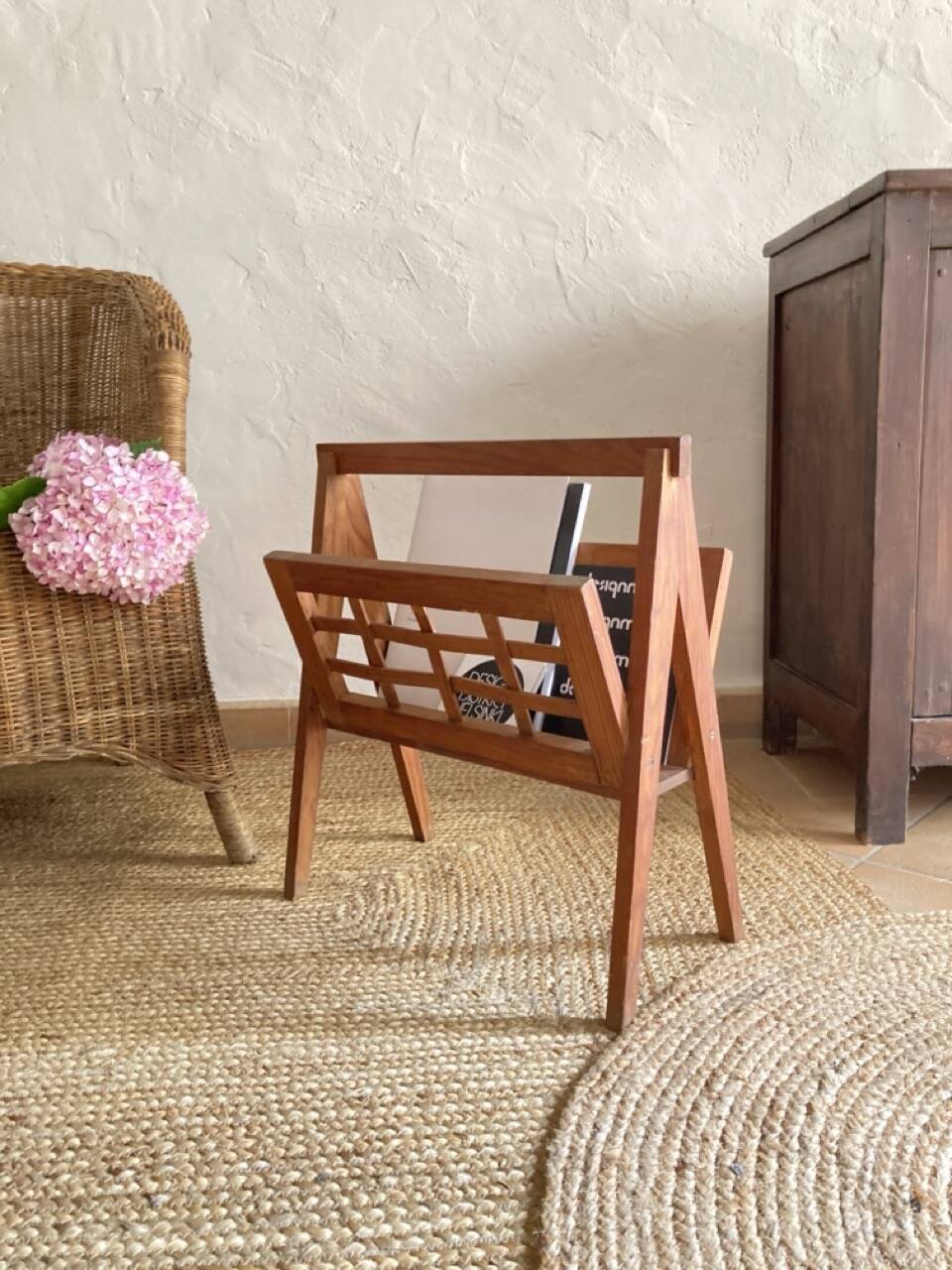 Wooden magazine rack, Scandinavian style