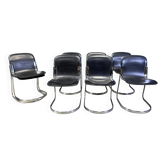 Vintage dining chairs by Willy Rizzo for Cidue, set of 8, 1970s.