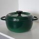 Round green enamelled cast iron casserole Nomar Staub vintage