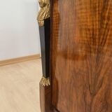 Biedermeier Chest in Walnut Veneer, Cherry, Gold Leaf & Brass, Austria, 1815