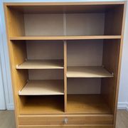 Low storage unit, 70s/80s three height-adjustable shelves