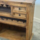 Rustic solid wood bar counter with 4 matching stools – wine rack & storage