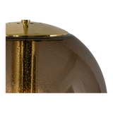 Large smoked glass ball pendant by Limburg in brass, Germany, 1970s.