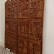 Vintage Asian carved teak screen — mid-20th century