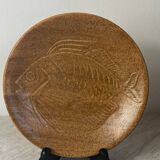 Six flat fish plates in Chantilly wood-effect ceramic