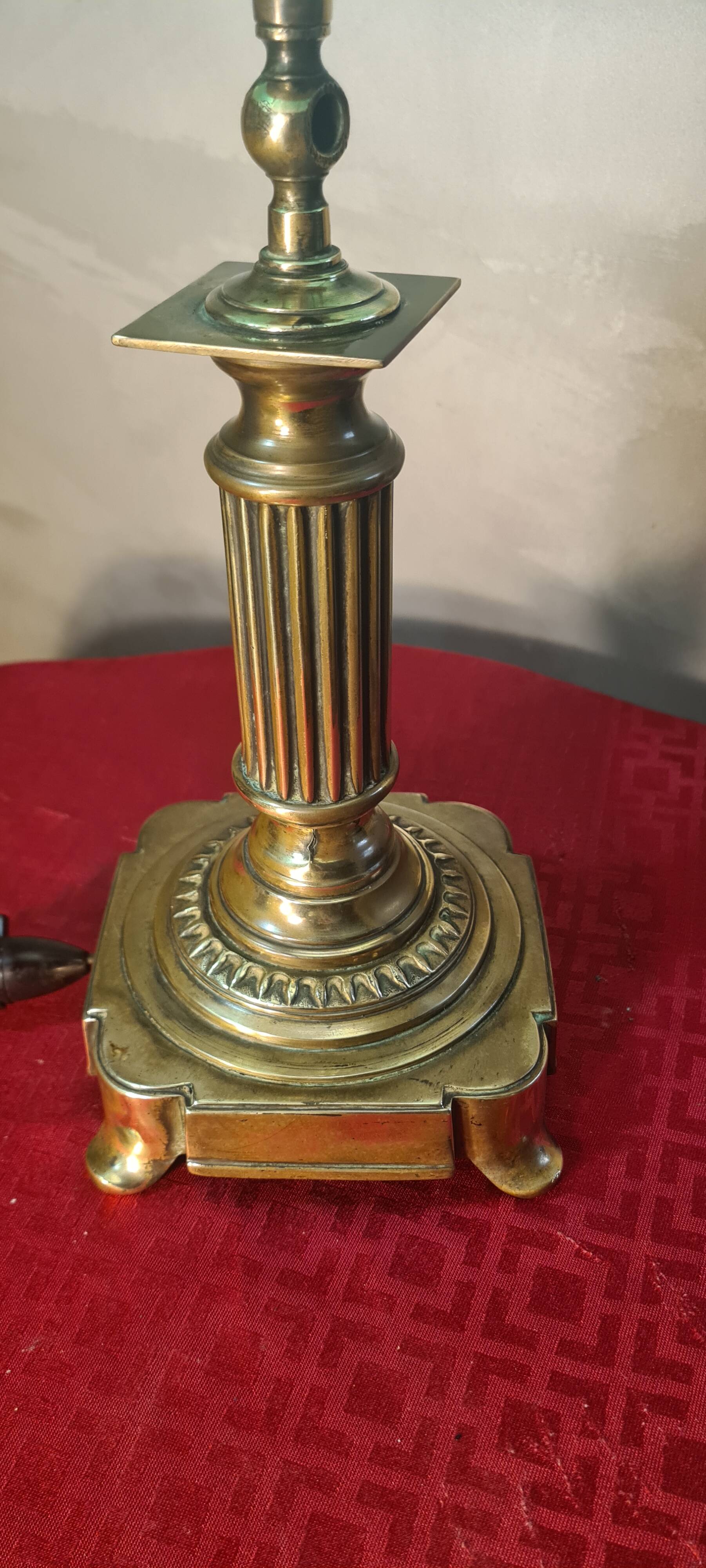 1930s bronze and brass desk lamp 39x22 superb glass lampshade elec ok