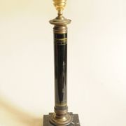 Vintage Lamp - Metal, Marble and Brass Column - Empire Style - Black and Gold