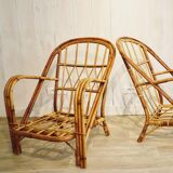 Pair of rattan chairs Audoux & Minnet 1960