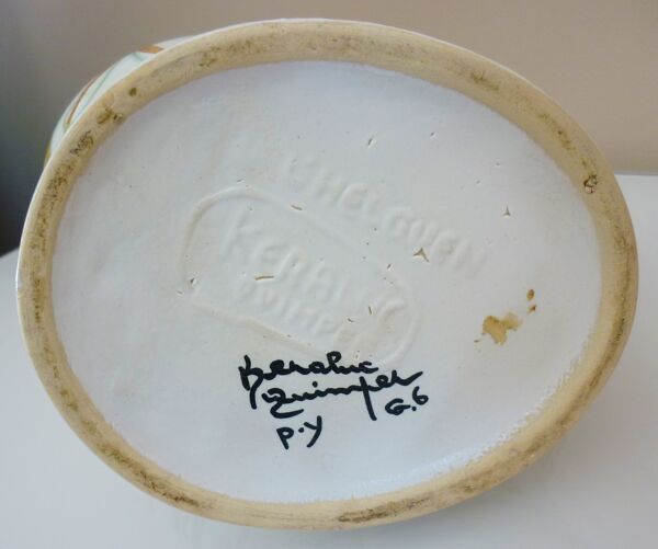 Vase pichet zoomorphe ceramique annees 60, signe l'helguen keraluc quimper