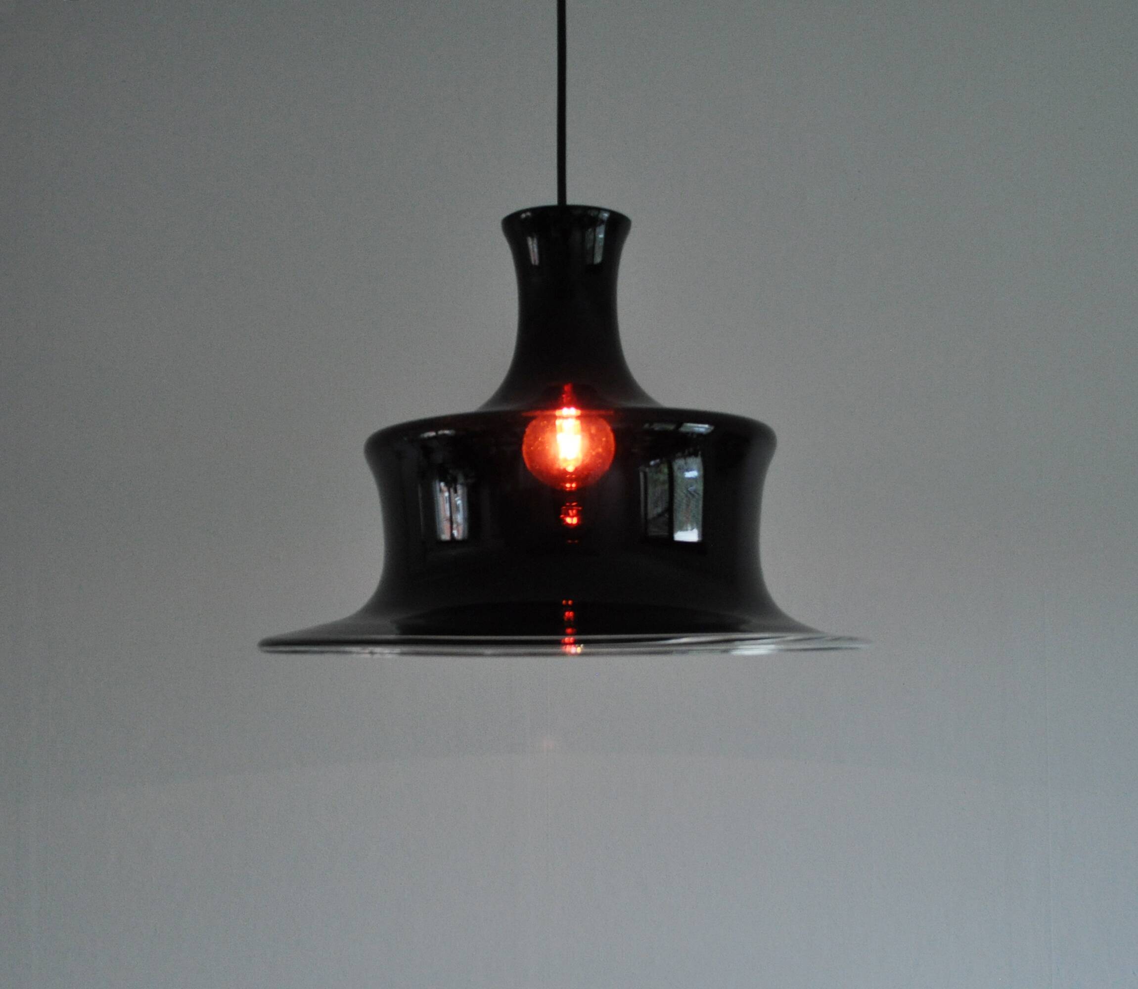 Ruby Mouth Blown Opaline Glass Pendant for Holmegaard, Denmark, 1980s