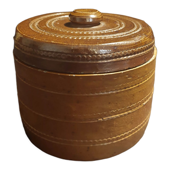 Pot container lid XXth glazed stoneware
