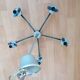 Chrome metal chandelier 5 branches vintage glass globes 60 70